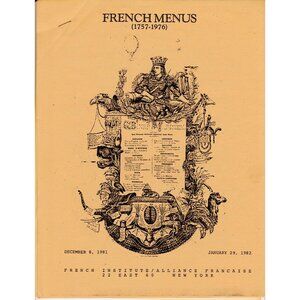 French Menus 1757-1976 Exhibition Booklet 1981-82 NYC Culinary Ephemera VTG